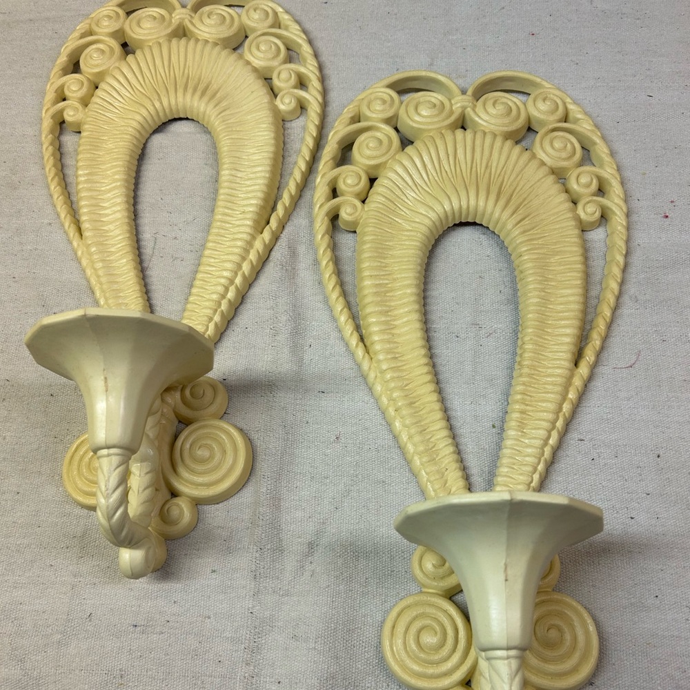 Burwood vintage wall sconces candleholders pair of MCM wall decor boho retro